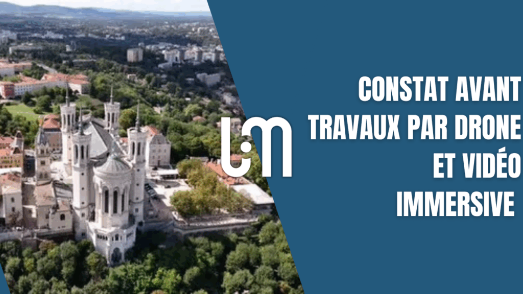 Commissaire de justice réalisant un constat avant travaux à Lyon avec une caméra 360° et un drone pour sécuriser un chantier.